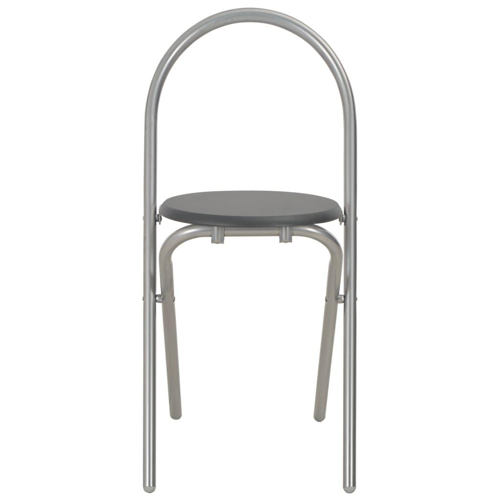 Juego de comedor plegable con estante 3 pzas MDF y acero negro