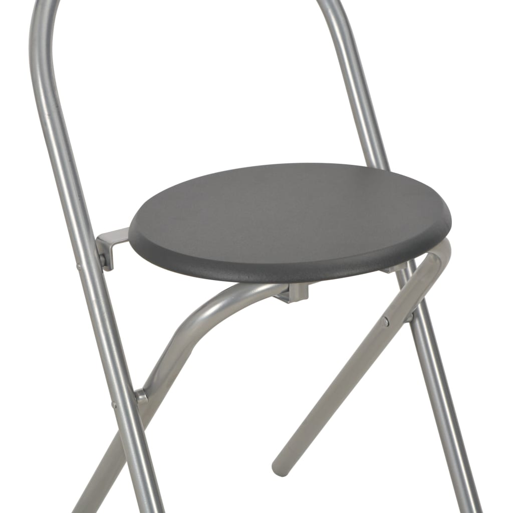 Juego de comedor plegable con estante 3 pzas MDF y acero negro
