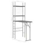 Juego de comedor plegable con estante 3 pzas MDF y acero negro