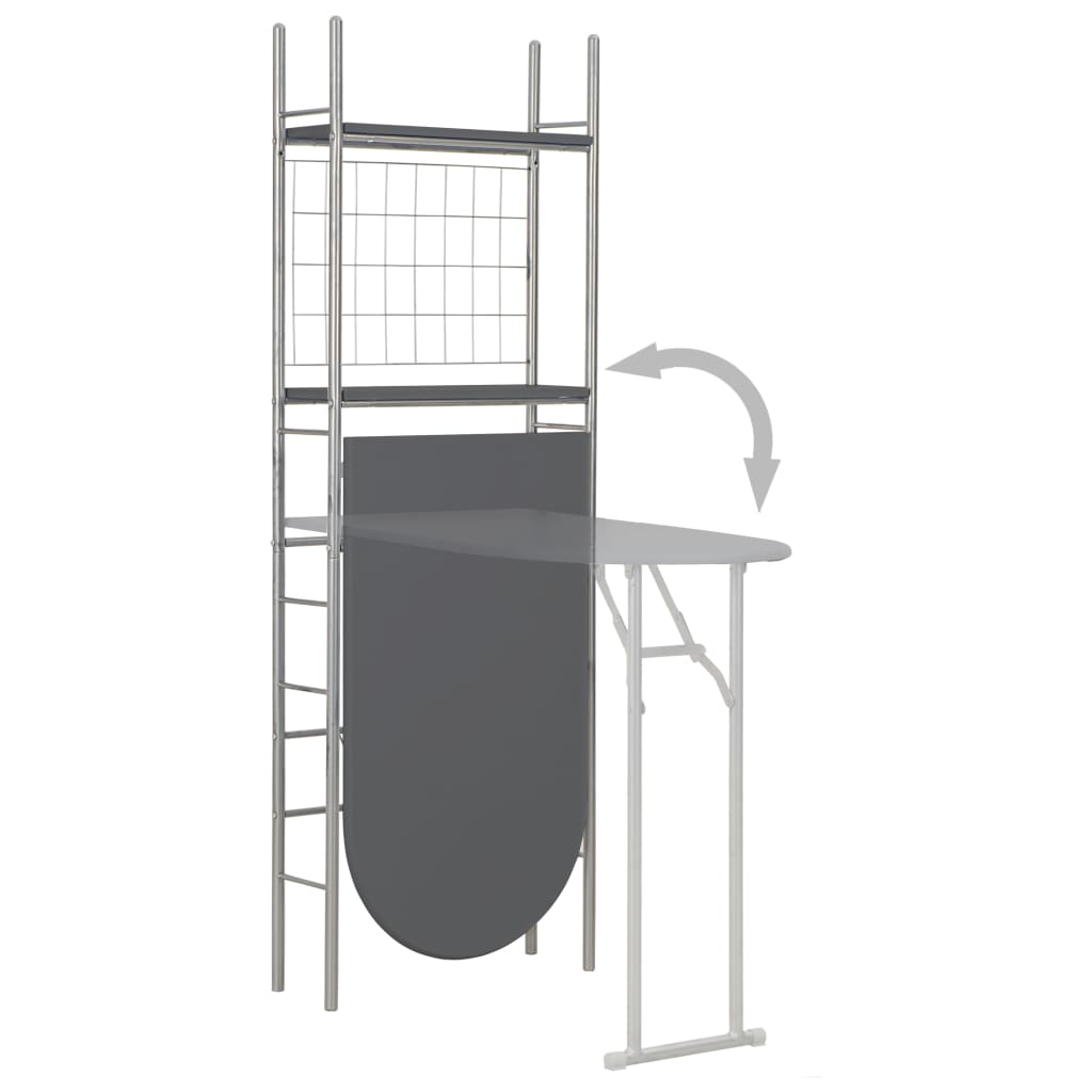 Juego de comedor plegable con estante 3 pzas MDF y acero negro