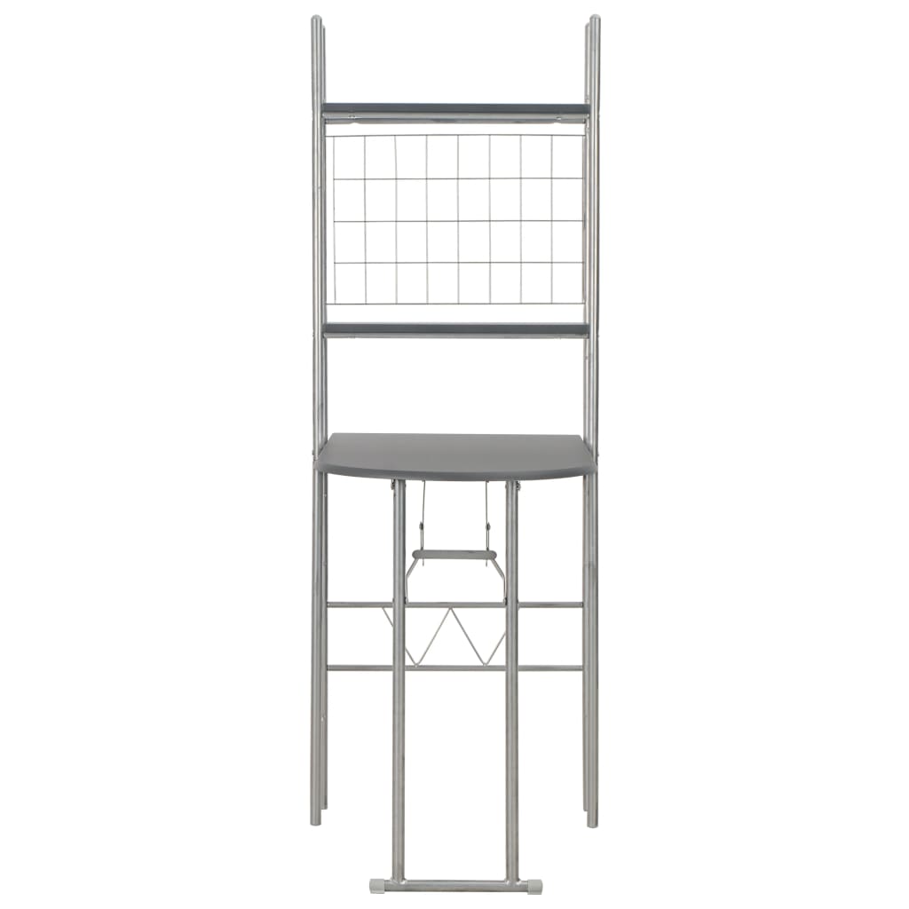 Juego de comedor plegable con estante 3 pzas MDF y acero negro