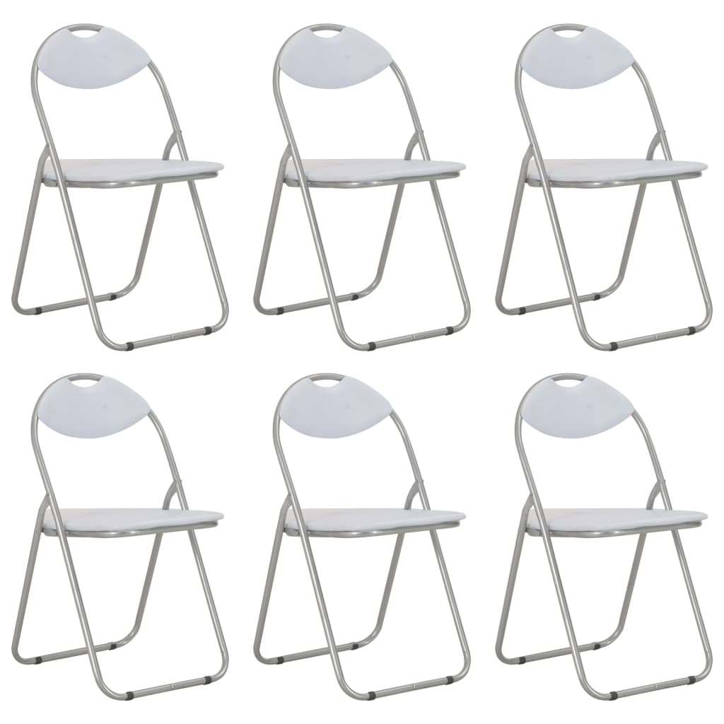 2 white faux leather folding dining chairs