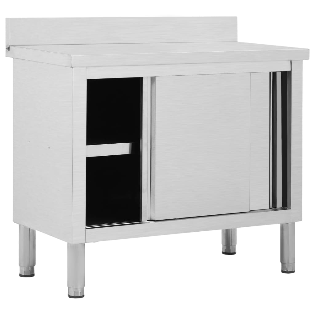 Mesa de trabajo puertas correderas acero inox 100x50x(95-97)