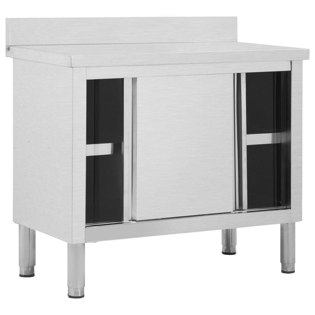Mesa de trabajo puertas correderas acero inox 100x50x(95-97)