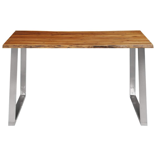 Acacia wood and stainless steel dining table 140x80x75cm