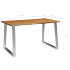Mesa de comedor madera de acacia y acero inoxidable 140x80x75cm