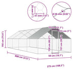 Jaula gallinero de exterior de acero galvanizado 2,75x8x1,92 m