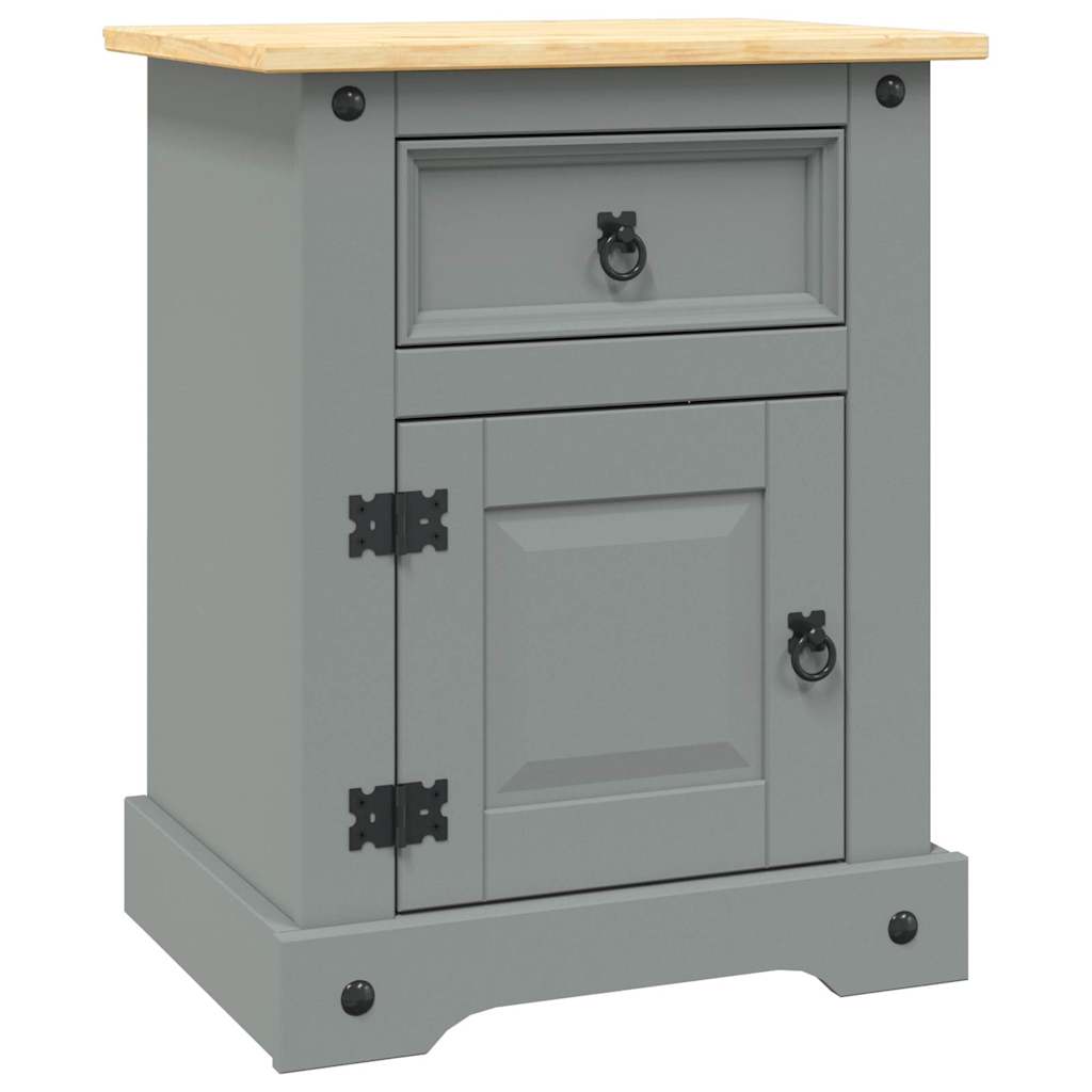 Mesita de noche con 3 cajones madera maciza roble 40x30x54 cm