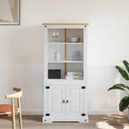 Aparador Corona Range de pino mexicano blanco 80x40x170 cm