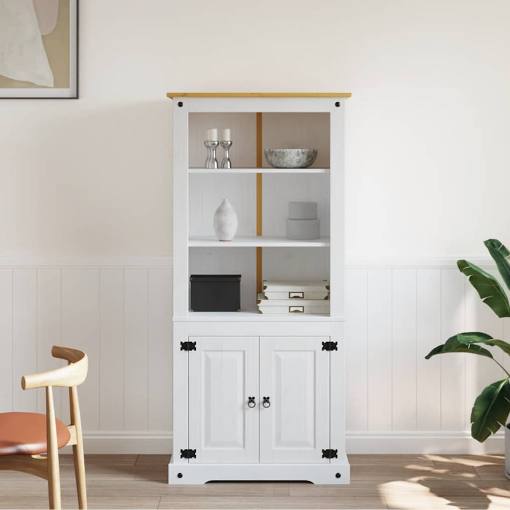 Aparador Corona Range de pino mexicano blanco 80x40x170 cm