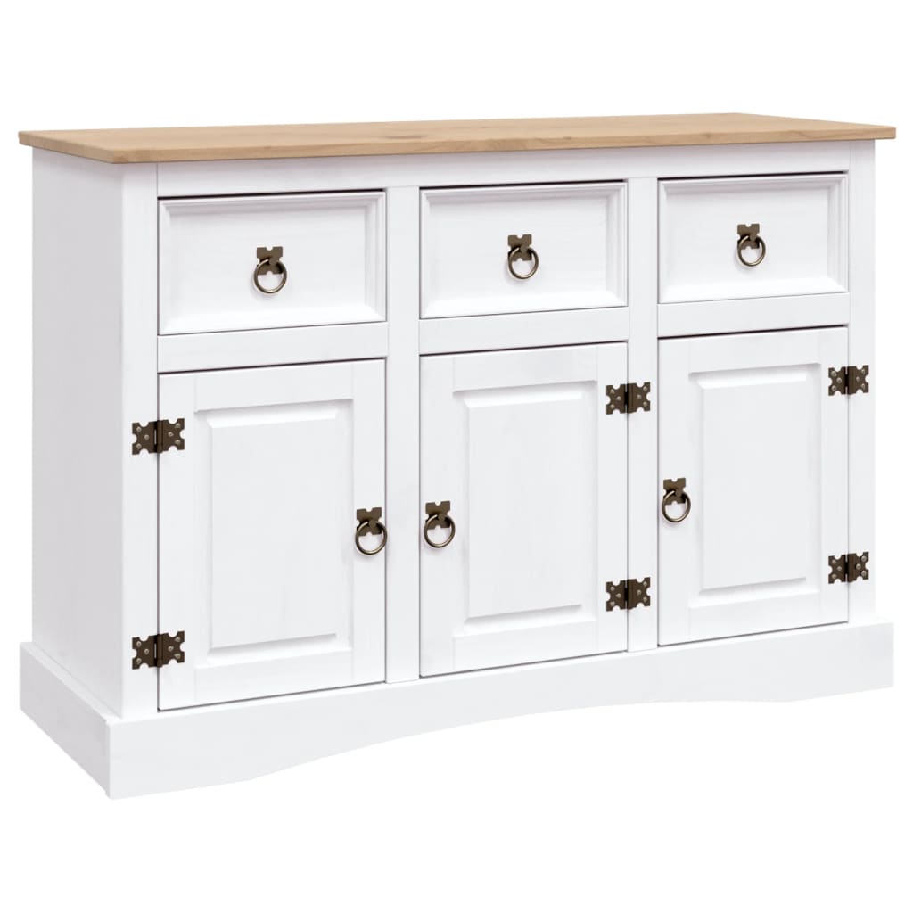 Aparador Corona Range de pino mexicano blanco 132x43x78 cm