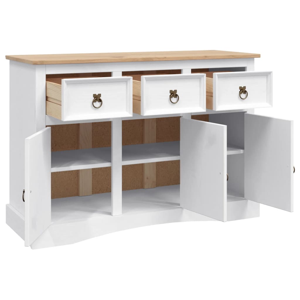 Aparador Corona Range de pino mexicano blanco 132x43x78 cm