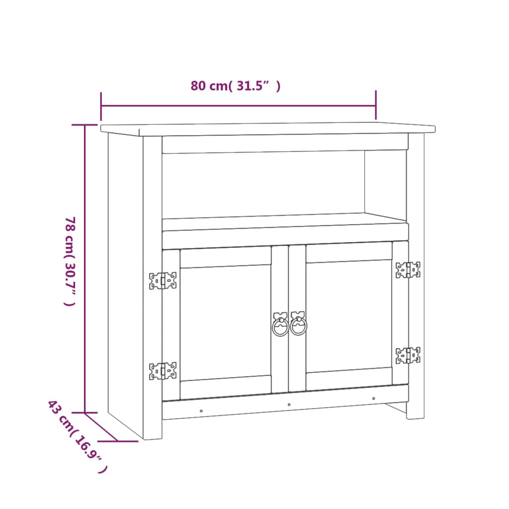Mueble de TV Corona Range de pino mexicano blanco 80x43x78 cm