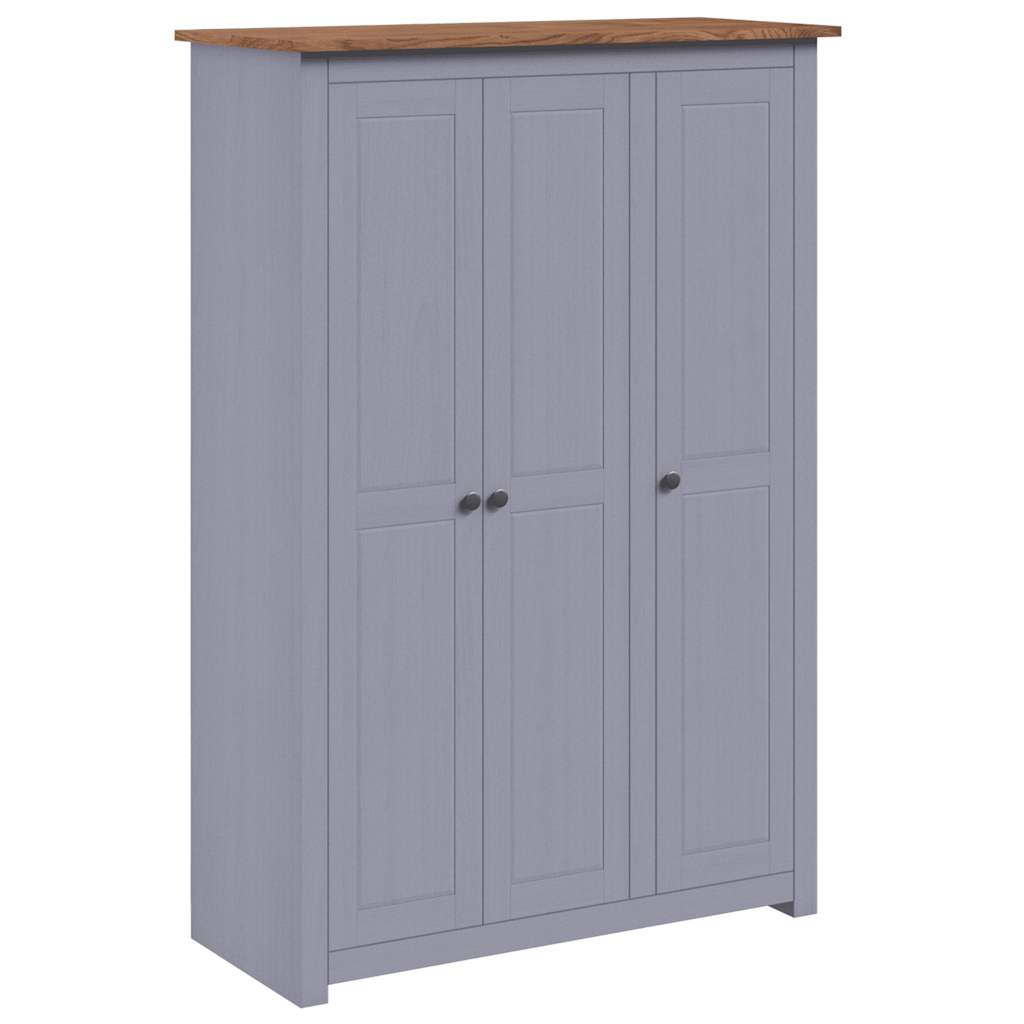 Armario 3 puertas madera pino Panamá Range gris 118x50x171,5cm