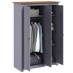 Armario 3 puertas madera pino Panamá Range gris 118x50x171,5cm