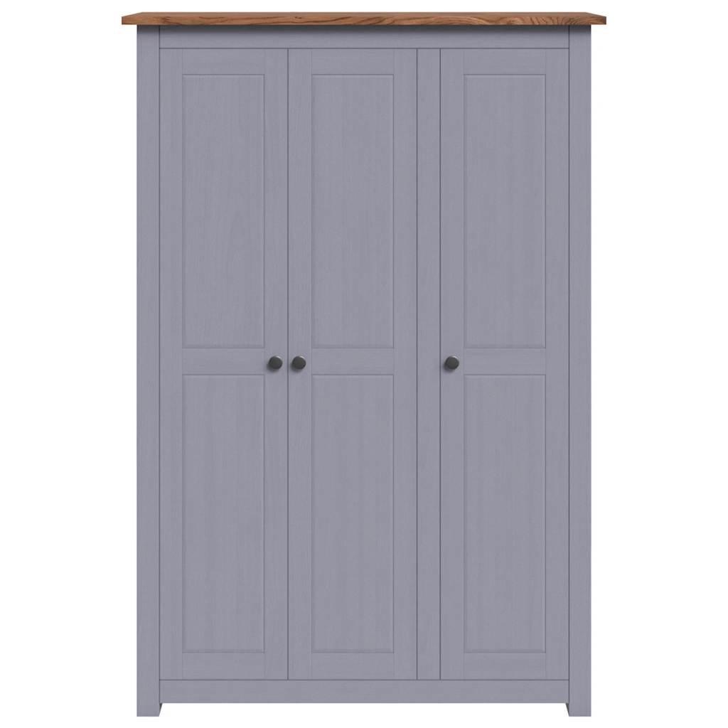 Armario 3 puertas madera pino Panamá Range gris 118x50x171,5cm