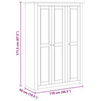 Armario 3 puertas madera pino Panamá Range gris 118x50x171,5cm