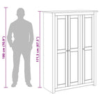 Armario 3 puertas madera pino Panamá Range gris 118x50x171,5cm