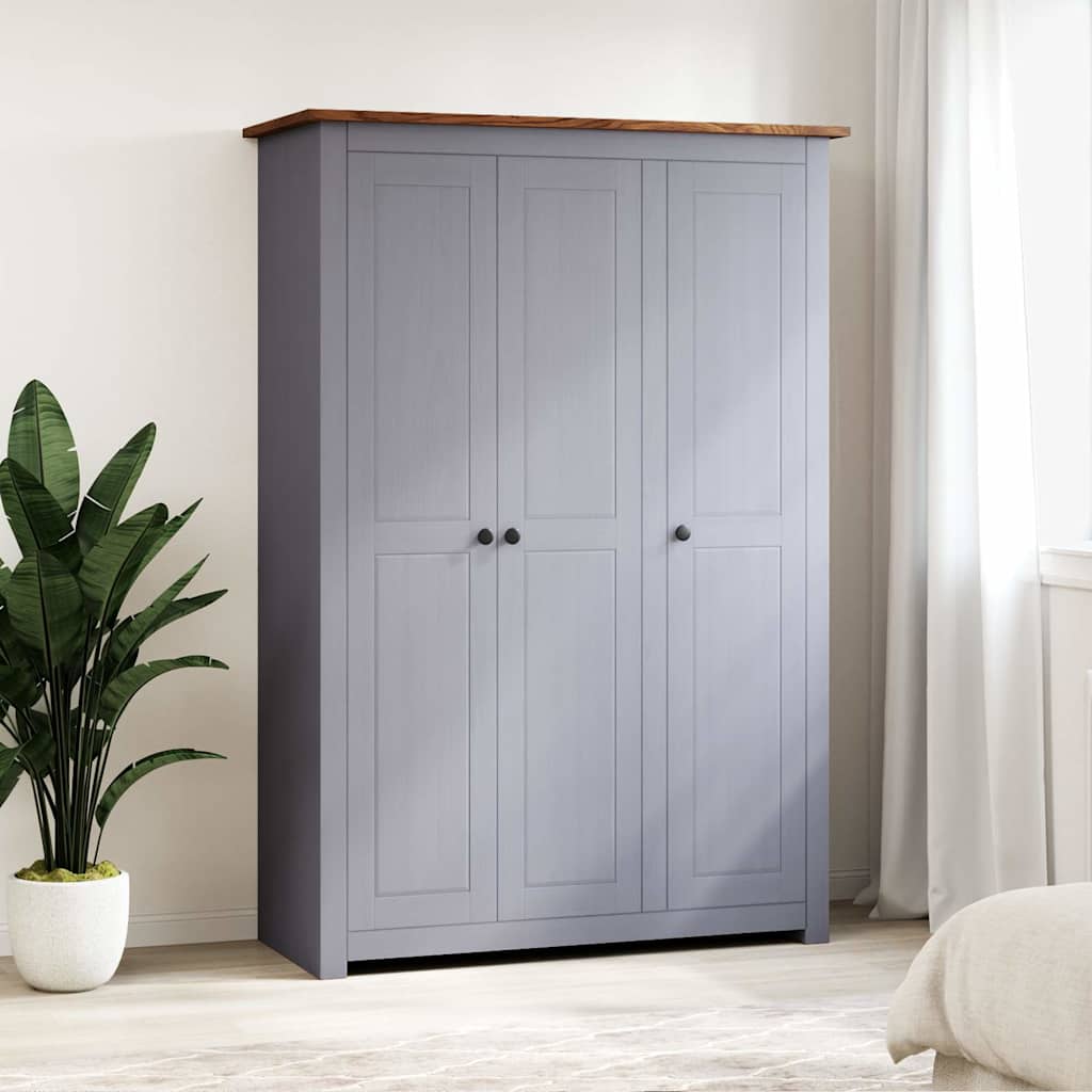 Armario 3 puertas madera pino Panamá Range gris 118x50x171,5cm