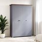Armario 3 puertas madera pino Panamá Range gris 118x50x171,5cm