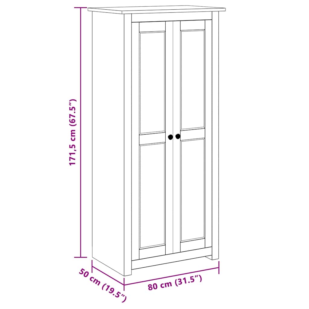 Armario madera maciza pino blanco Panamá Range 80x50x171,5 cm