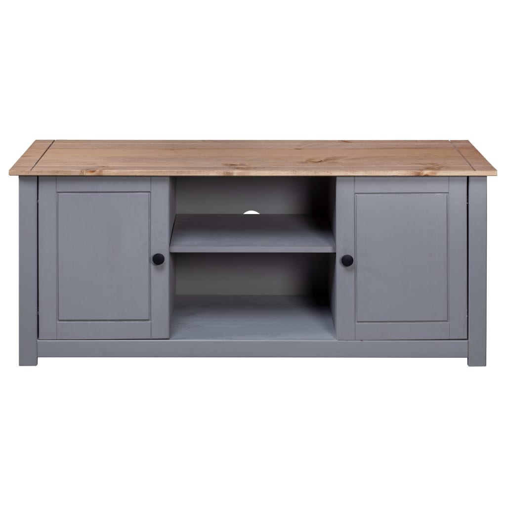 Mueble de TV madera maciza pino estilo Panamá gris 120x40x50 cm