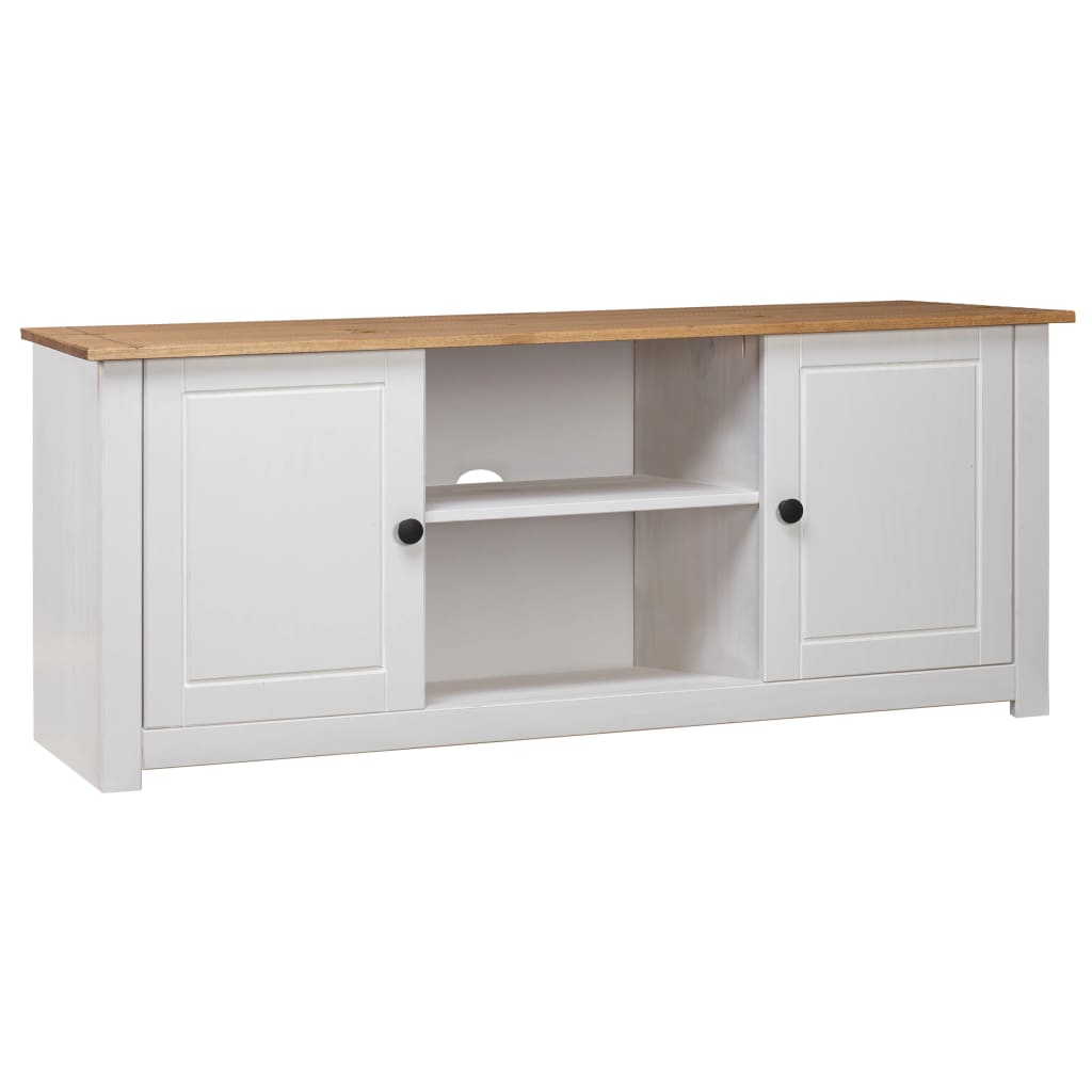 Mueble de TV madera maciza pino estilo Panamá gris 120x40x50 cm
