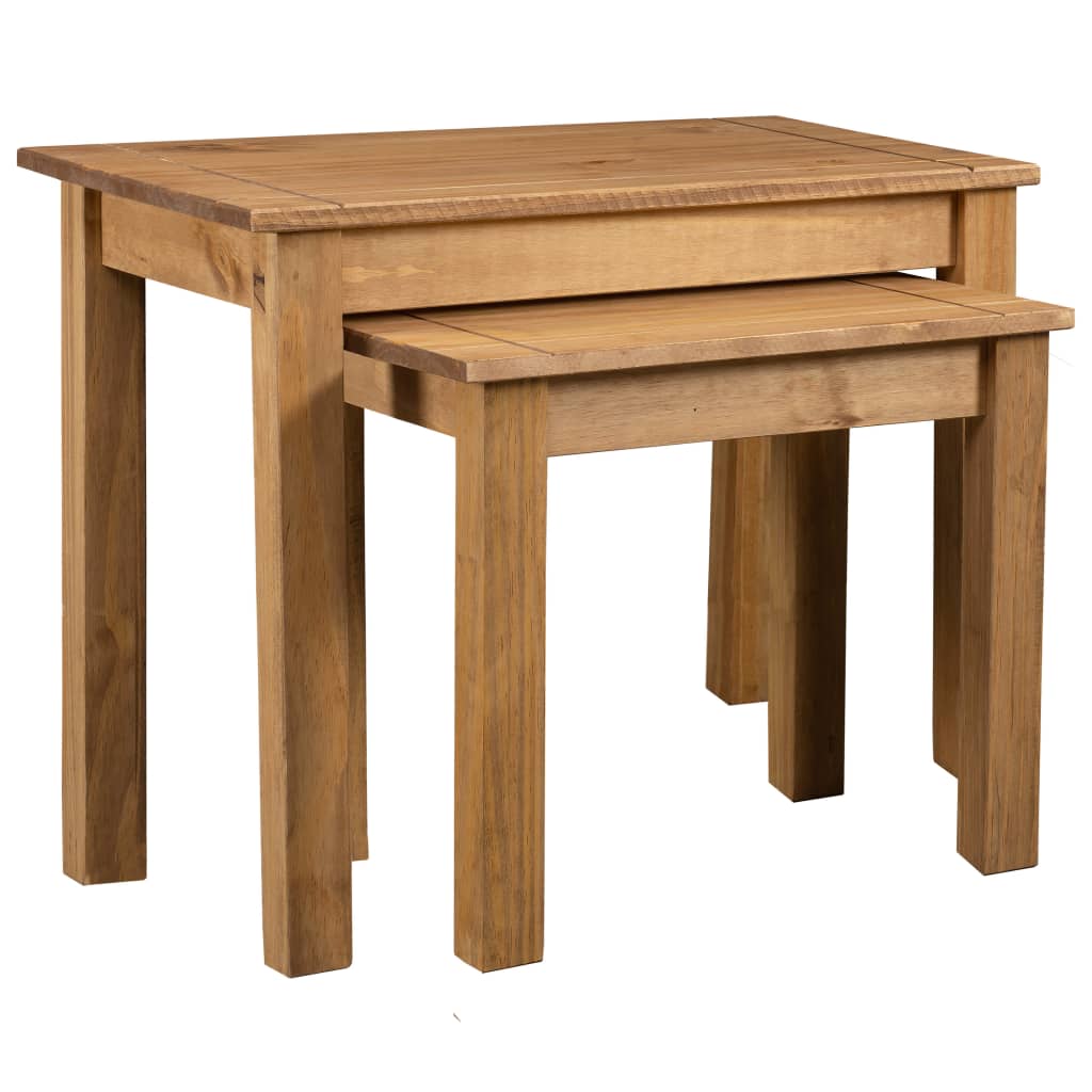 Mesas apilables 2 uds madera maciza pino Panama Range blanco