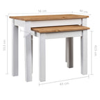 Mesas apilables 2 uds madera maciza pino Panama Range blanco