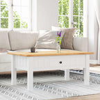 Mesa de centro madera de pino estilo Panamá blanco 100x60x43,5 cm