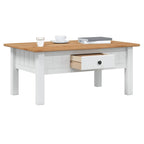 Mesa de centro madera de pino estilo Panamá blanco 100x60x43,5 cm