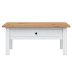 Mesa de centro madera de pino estilo Panamá blanco 100x60x43,5 cm