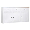 Aparador de madera de pino estilo Panamá blanco 135x40x80 cm