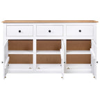 Aparador de madera de pino estilo Panamá blanco 135x40x80 cm