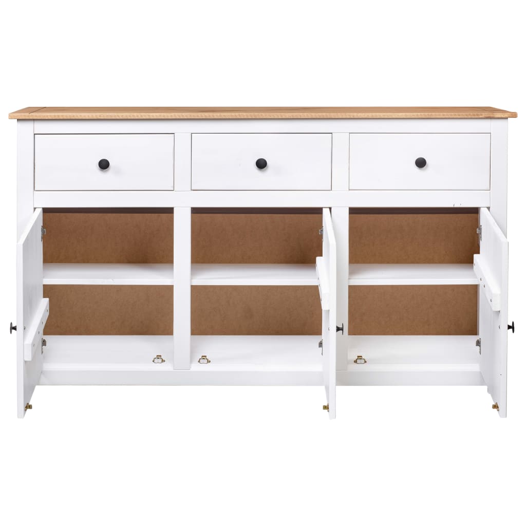 Aparador de madera de pino estilo Panamá blanco 135x40x80 cm