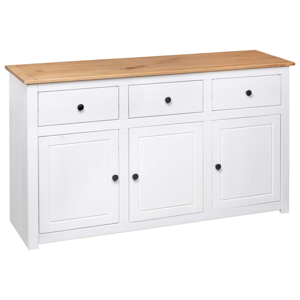 Aparador de madera de pino estilo Panamá blanco 135x40x80 cm