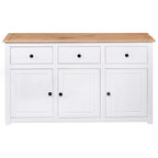 Aparador de madera de pino estilo Panamá blanco 135x40x80 cm