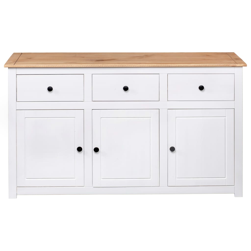 Aparador de madera de pino estilo Panamá blanco 135x40x80 cm