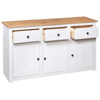 Aparador de madera de pino estilo Panamá blanco 135x40x80 cm