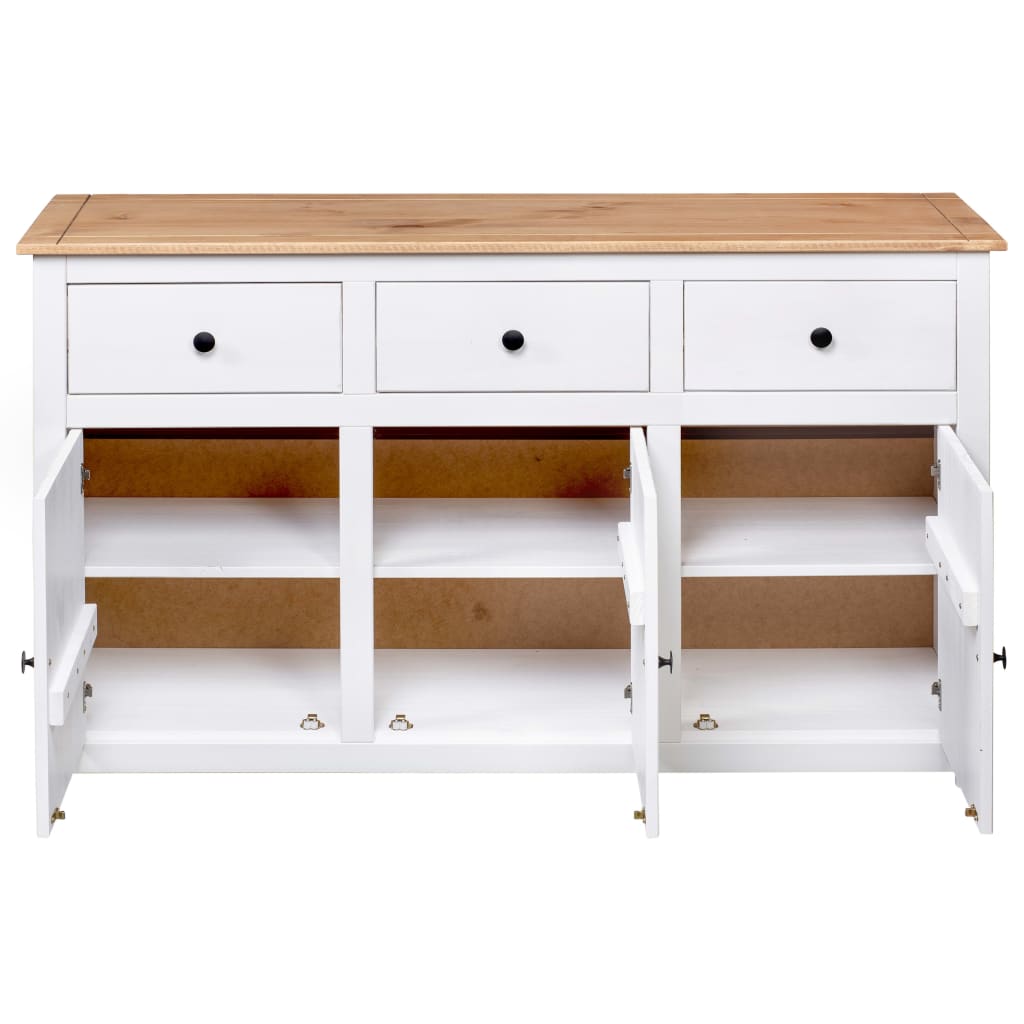Aparador de madera de pino estilo Panamá blanco 135x40x80 cm