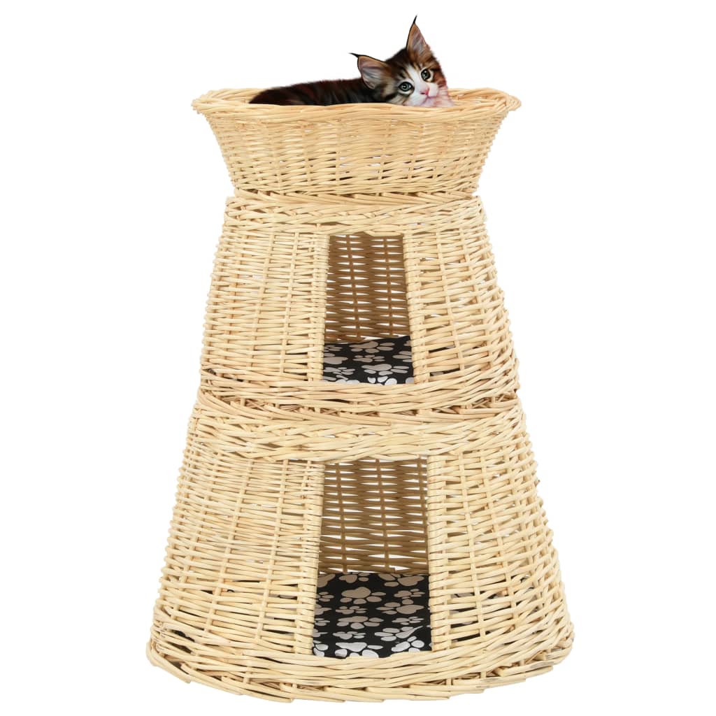 Cestas de gatos 3 uds con cojines sauce natural gris 47x34x60cm