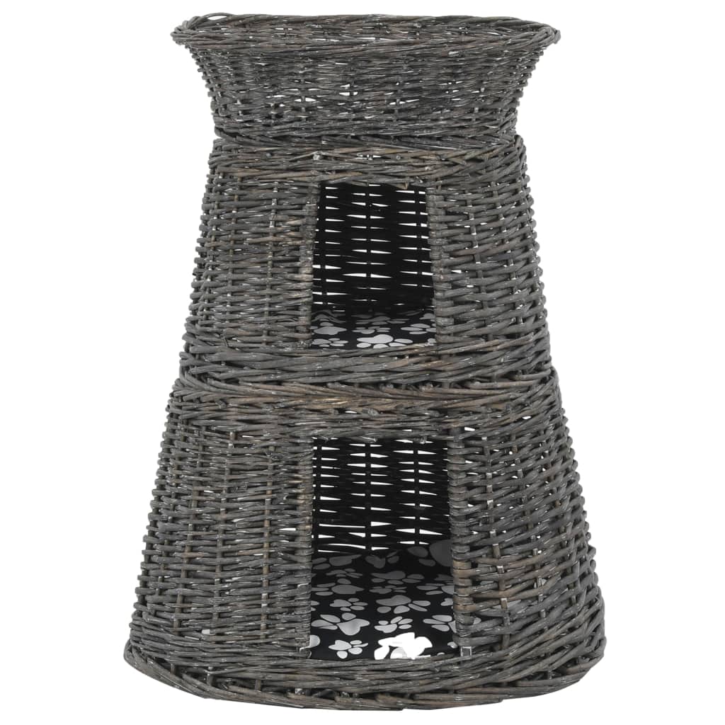 Cestas de gatos 3 uds con cojines sauce natural gris 47x34x60cm