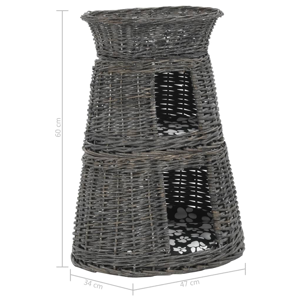 Cestas de gatos 3 uds con cojines sauce natural gris 47x34x60cm