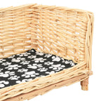 Cesta para perros con cojín sauce natural 50x33x30 cm