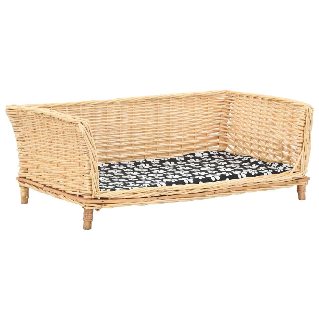 Cesta para perros con cojín sauce natural 50x33x30 cm