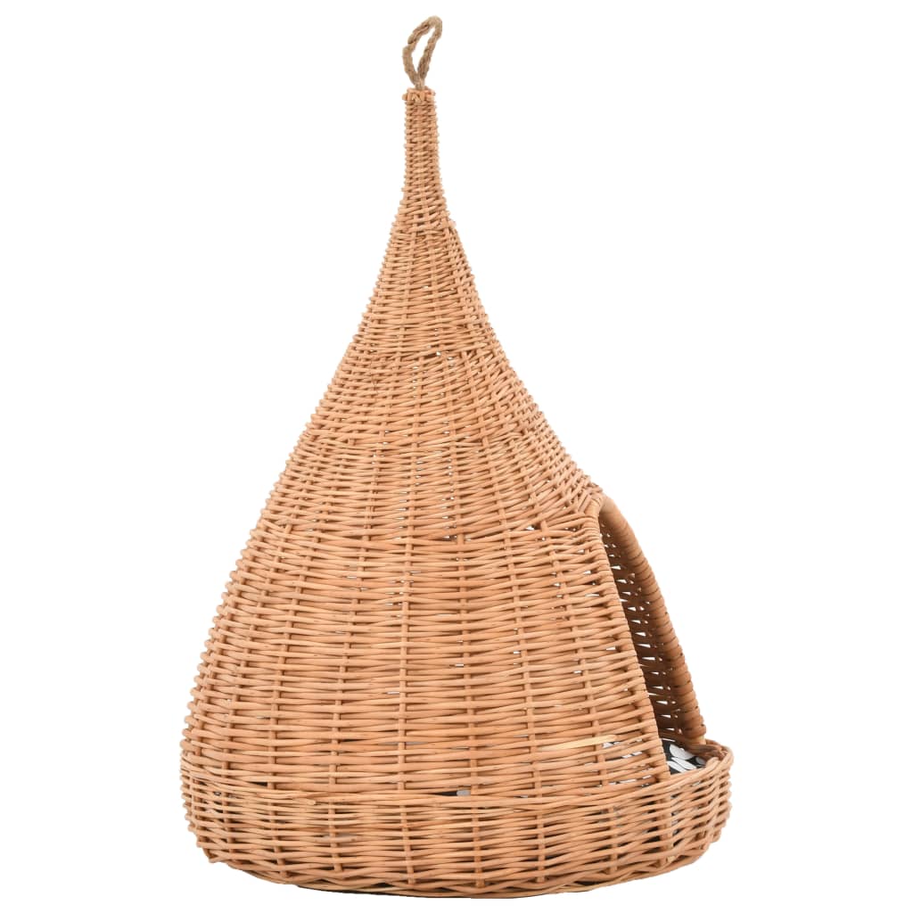 Casa para gatos con cojín y forma de tipi sauce natural 40x60cm