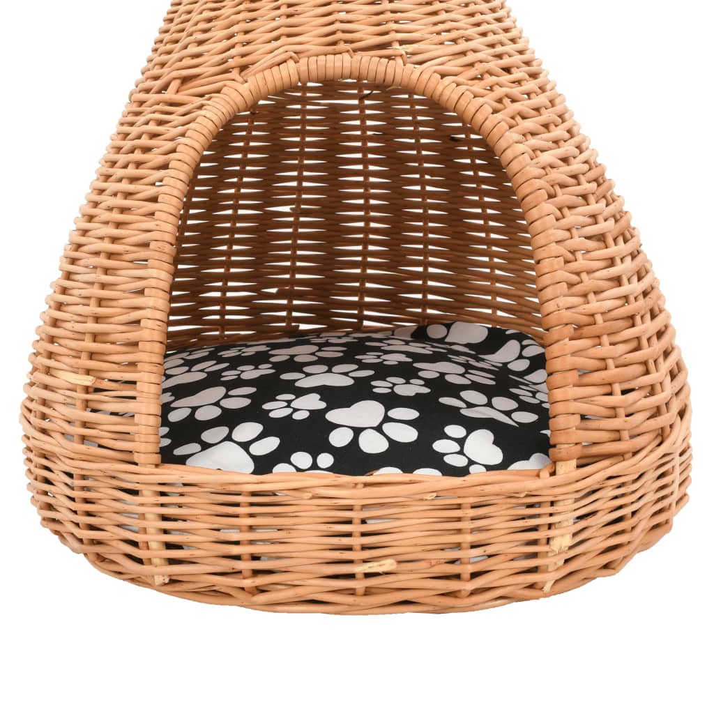 Casa para gatos con cojín y forma de tipi sauce natural 40x60cm