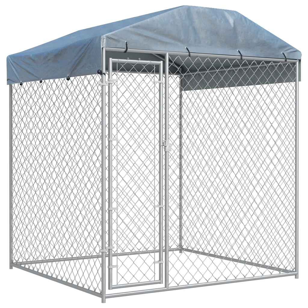 Perrera de exterior con techo 7,6x3,8x2,3 m