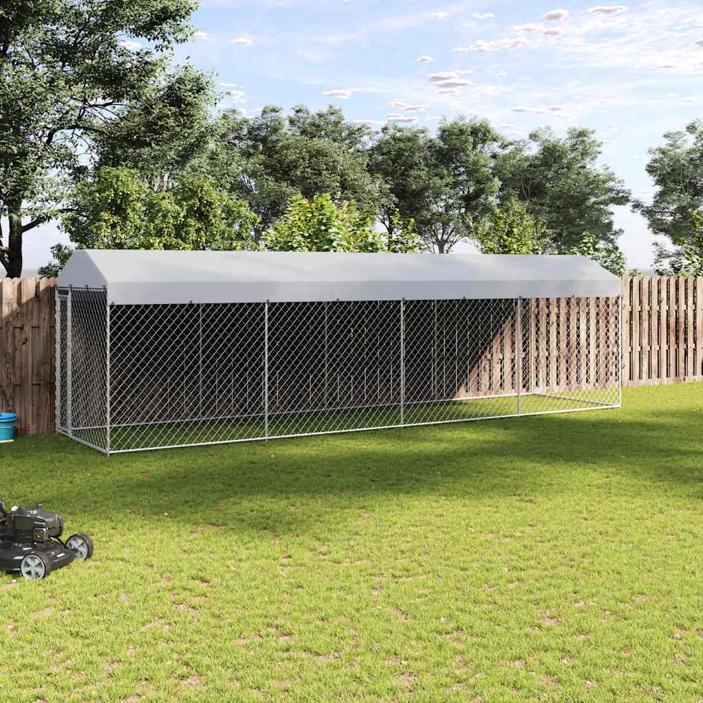 Perrera de exterior con techo 7,6x3,8x2,3 m