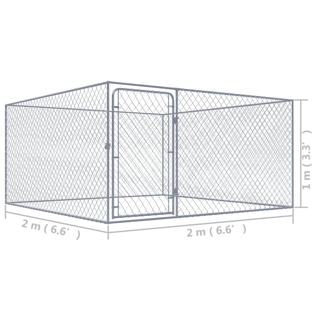 Perrera de exterior de acero galvanizado 2x2x1 m
